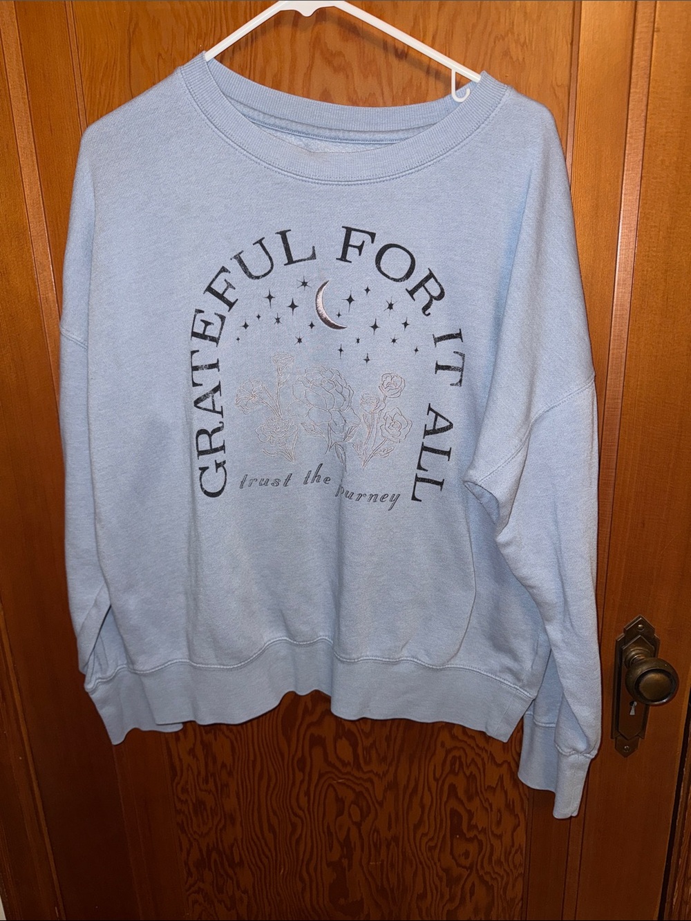 Maurices Light Blue 'Grateful For It All' Graphic Sweatshirt
